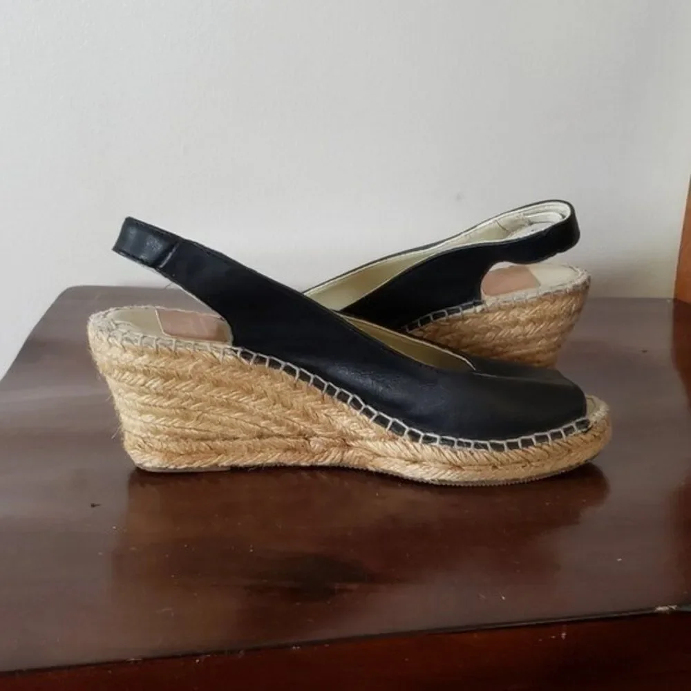 Fabiolas Black Leather Women's Wedge Size: 36